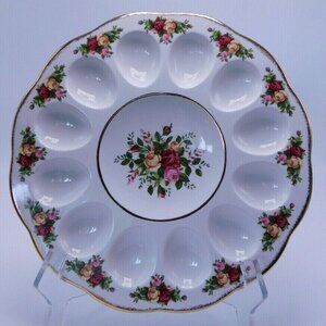Royal Albert Old Country Roses -  Deviled Egg Plate - 11 1/8" Wide  With Sticker